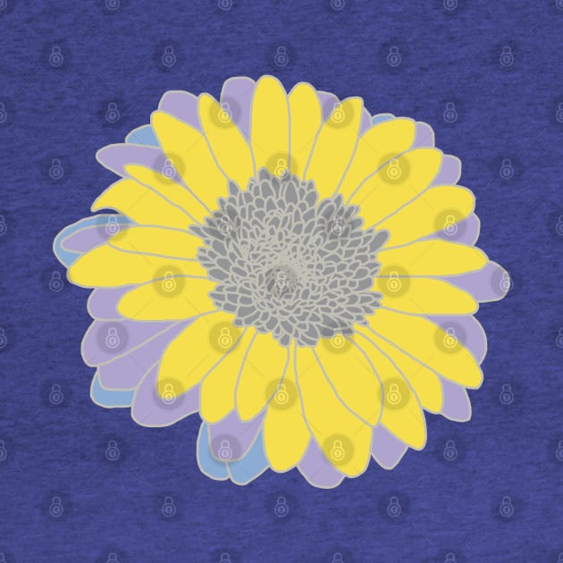 Yellow and Gray Flower Drawing by ellenhenryart